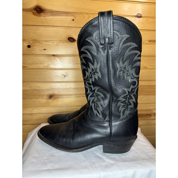 Tony Lama Stallion Black Segar Western Leather Cowboy Boot 7900 Size 10 USA‎